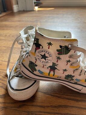 Converse Kids White High-Top Sneakers with Tropical Crocodile Print